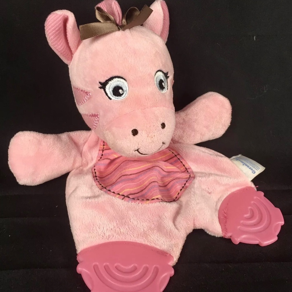Garanimals Pink Giraffe Lovey 9" Plush Baby Teether Toy Brown Bow - Picture 1 of 12